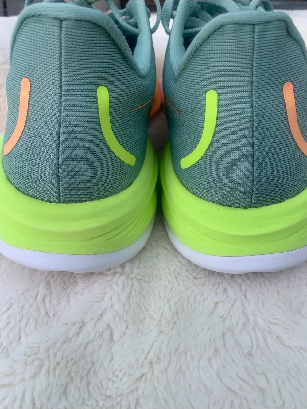 Asics Teal Athletic Shoes with Neon Green and Peach Accents
